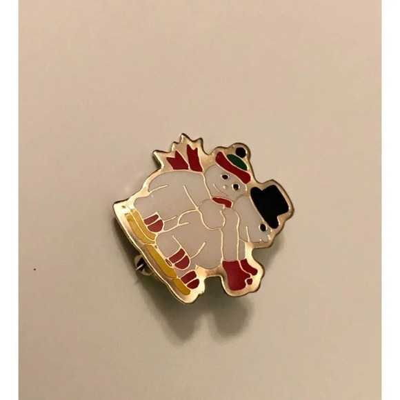 Vintage Snowman and Santa Norcross Taiwan Pin Enamel Chrismas Pins - Picture 2 of 13
